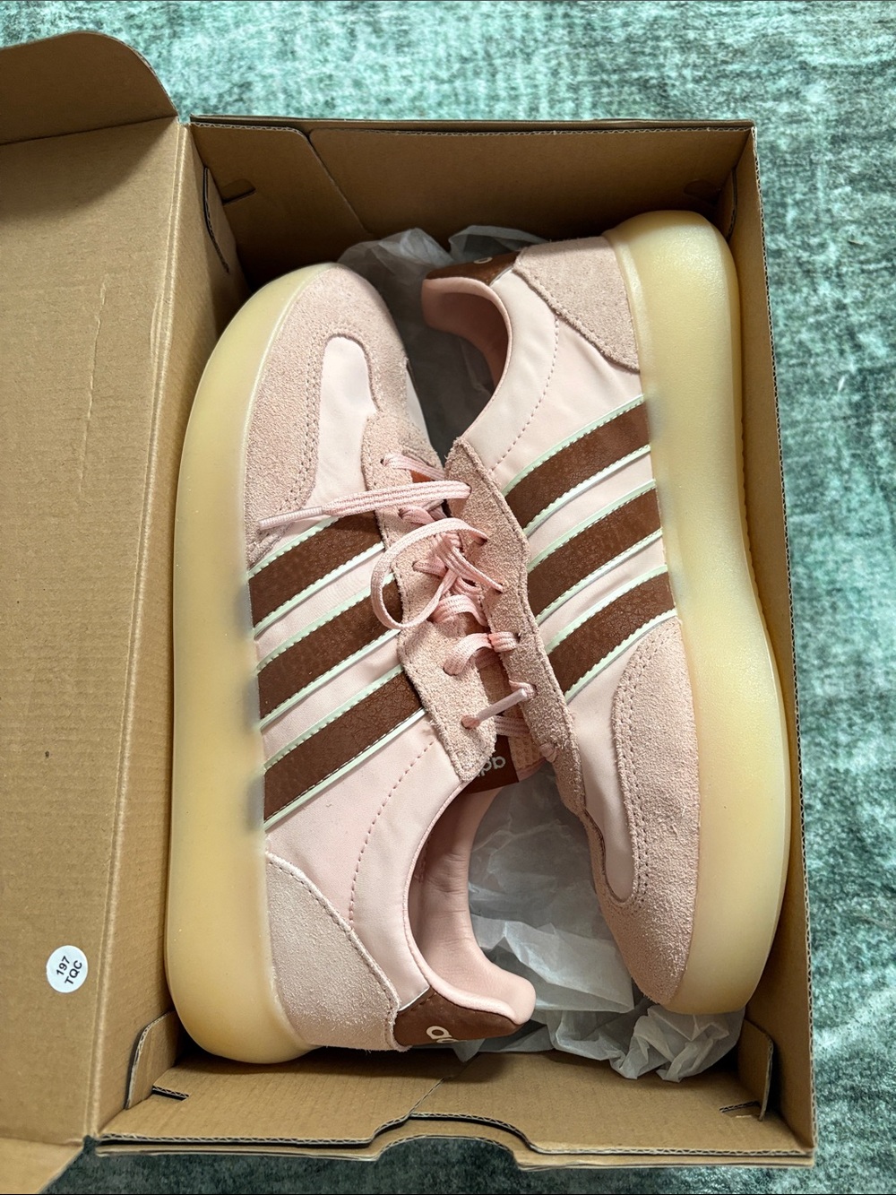 adidas Pink Suede Sneakers with Brown Stripes